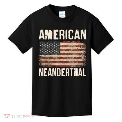 American Neanderthal Distressed US Flag Kids T-Shirt