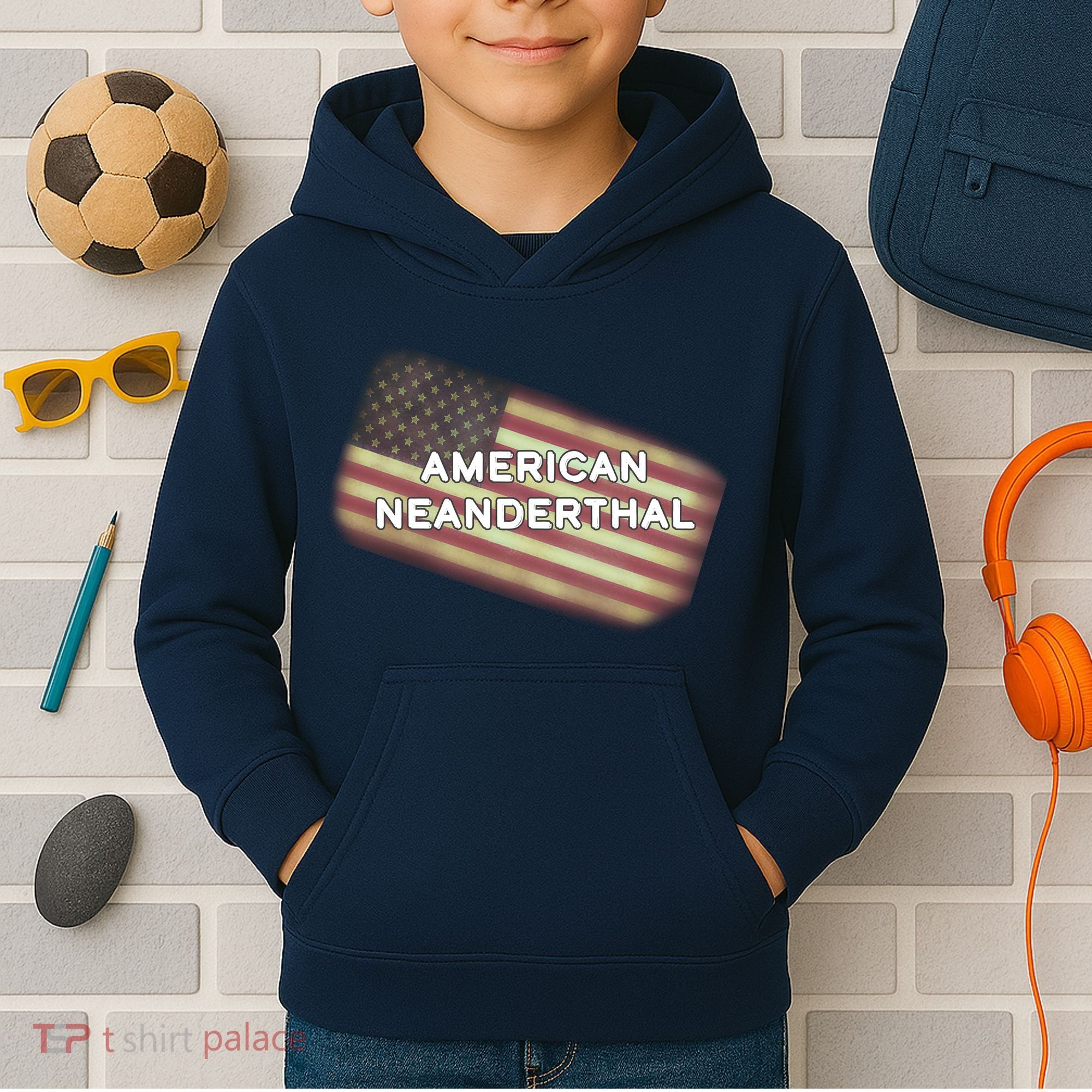 American Neanderthal Flag Kids Hoodie