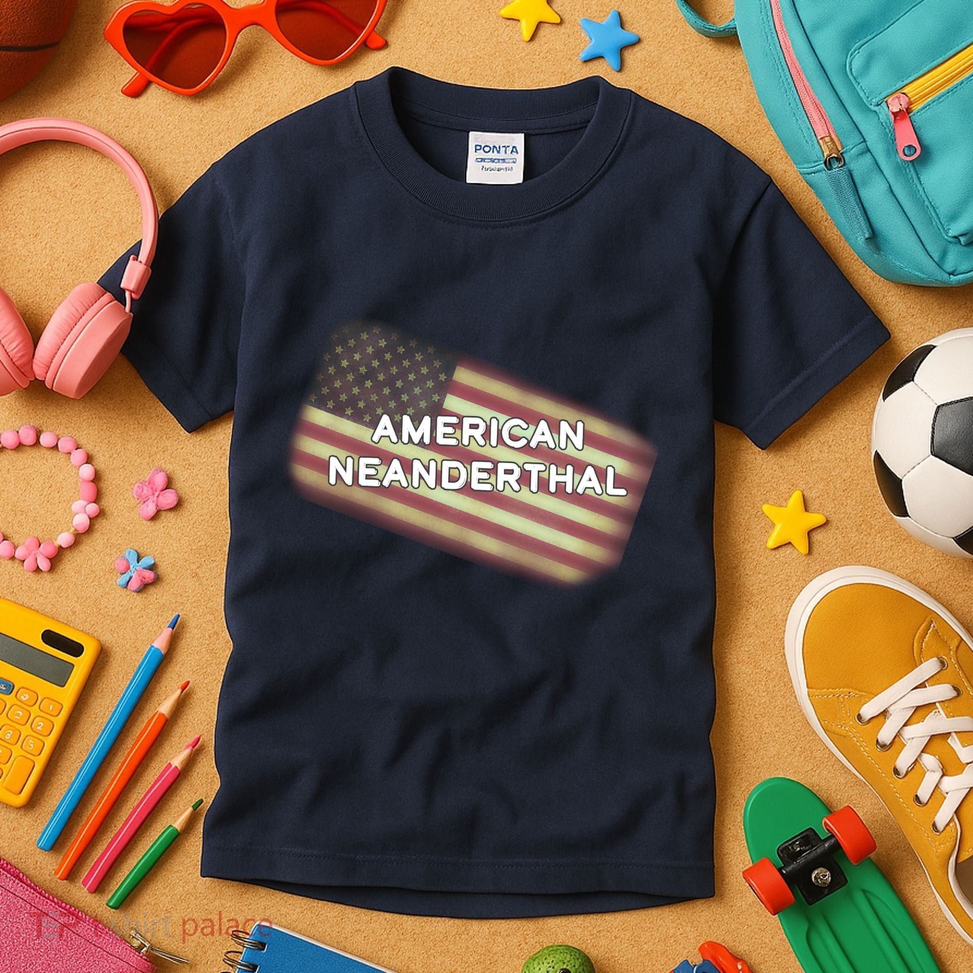 American Neanderthal Flag Kids T-Shirt