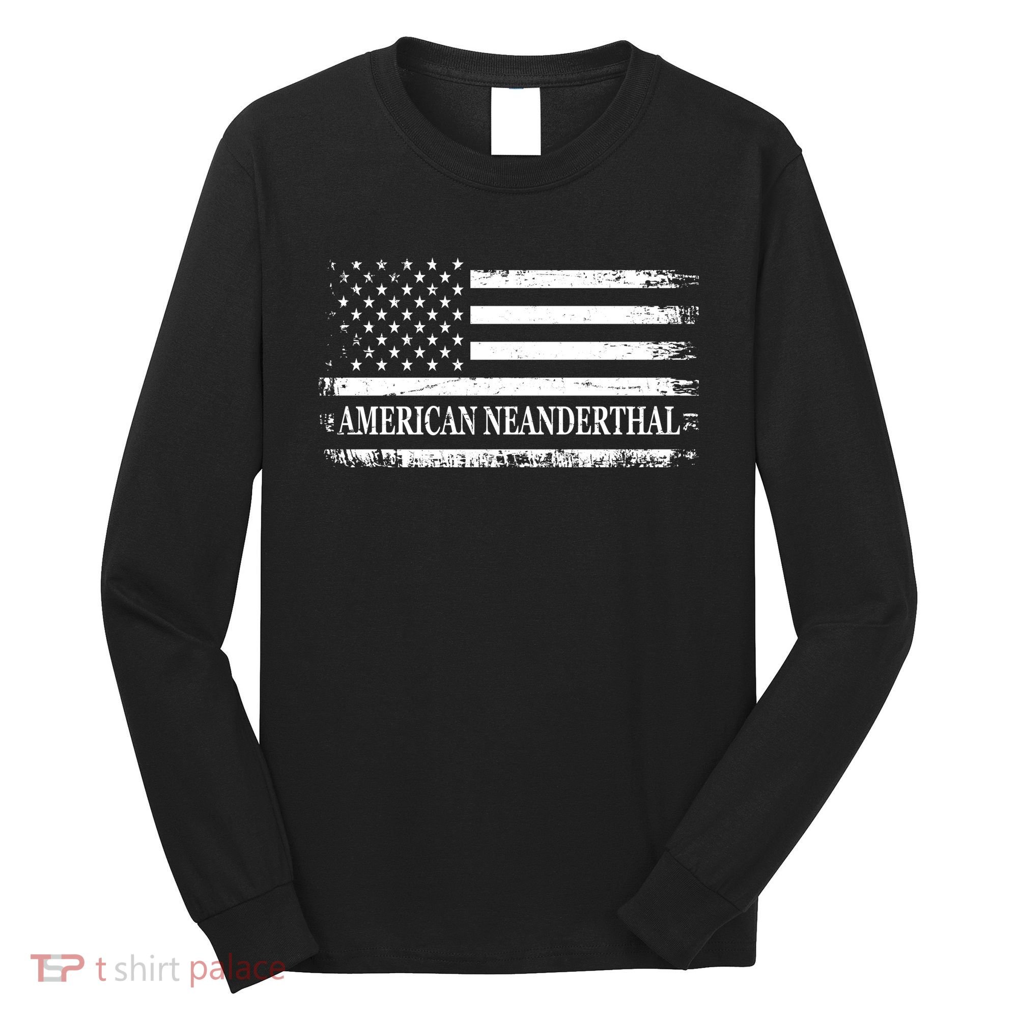 American Neanderthal USA American Flag Long Sleeve Shirt