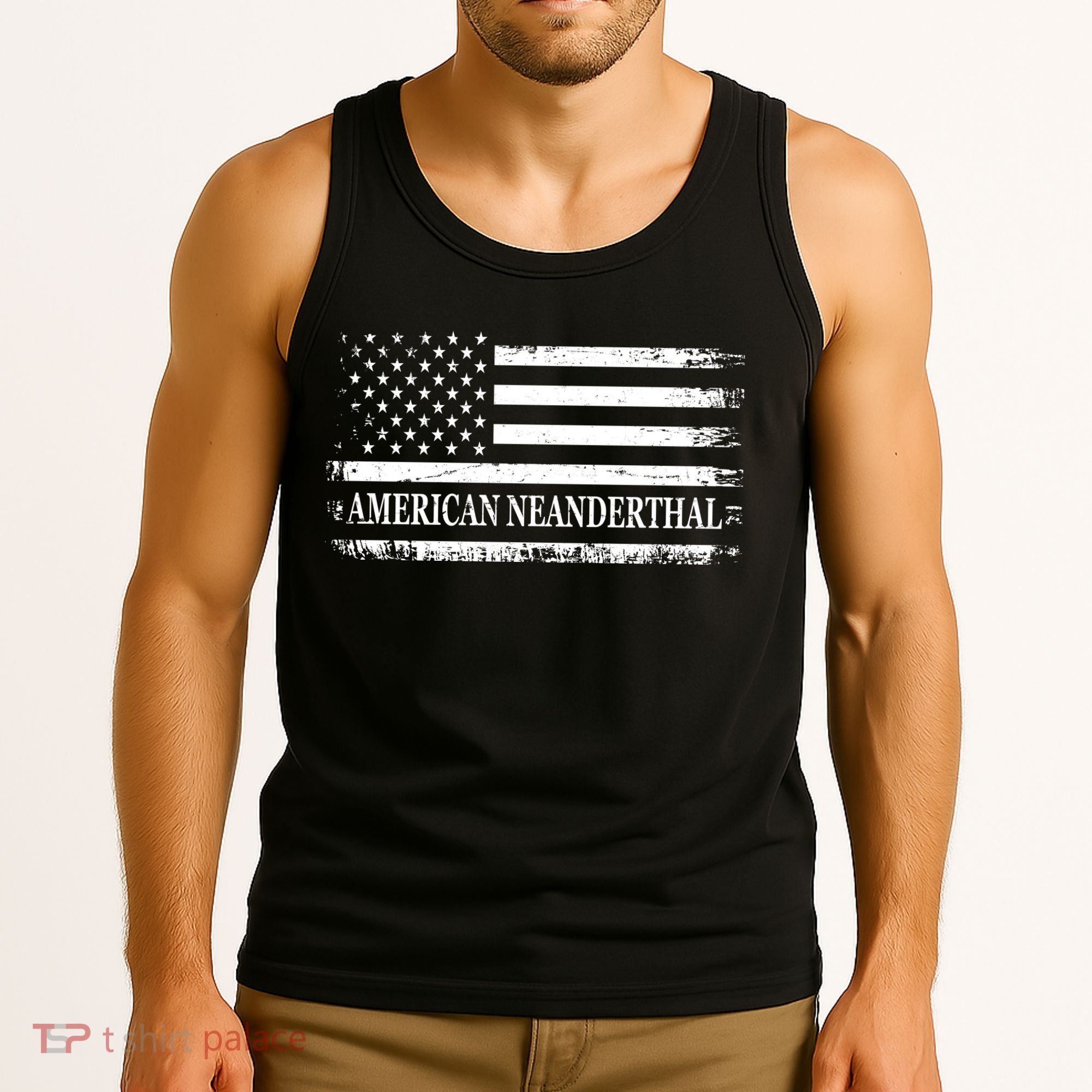 American Neanderthal USA American Flag Tank Top