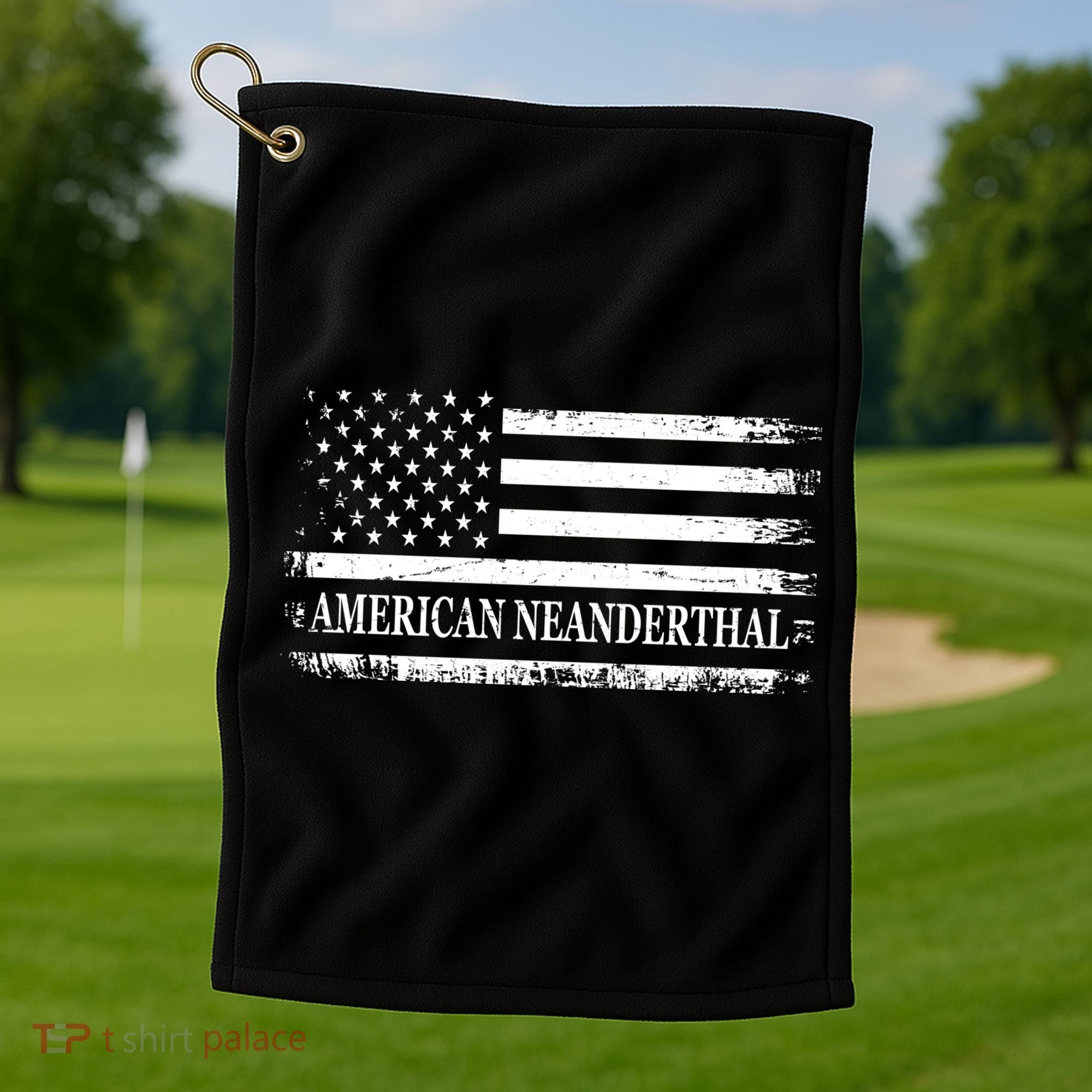 American Neanderthal USA American Flag Golf Towel