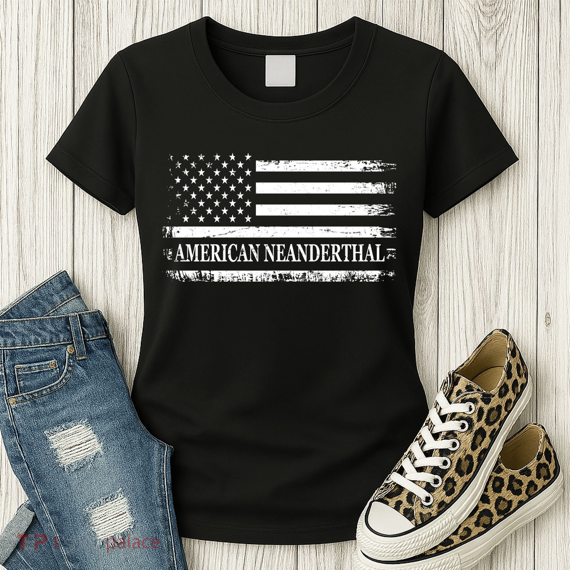 American Neanderthal USA American Flag Women's T-Shirt