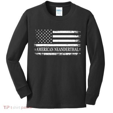 American Neanderthal USA American Flag Kids Long Sleeve Shirt