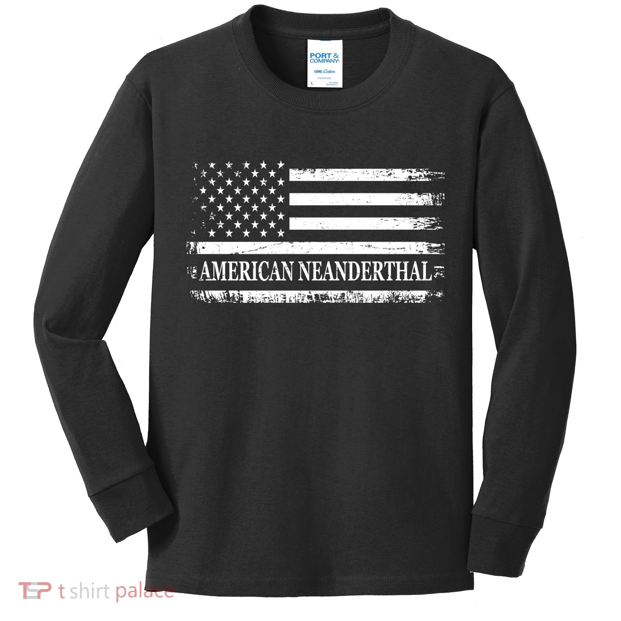 American Neanderthal USA American Flag Kids Long Sleeve Shirt