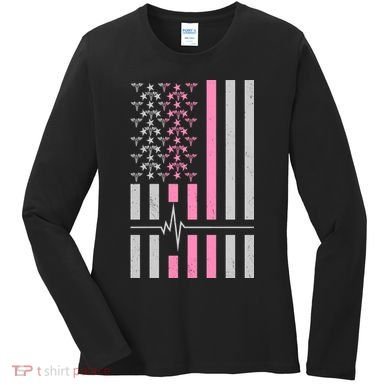 American Nurse USA Flag Women's Long Sleeve Shirt