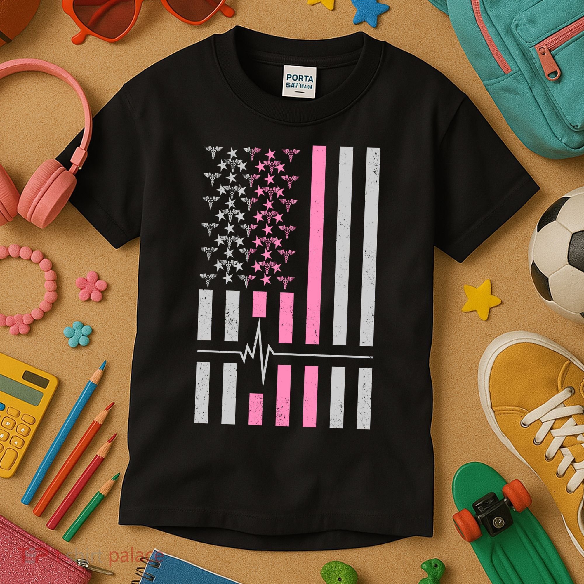 American Nurse USA Flag Kids T-Shirt