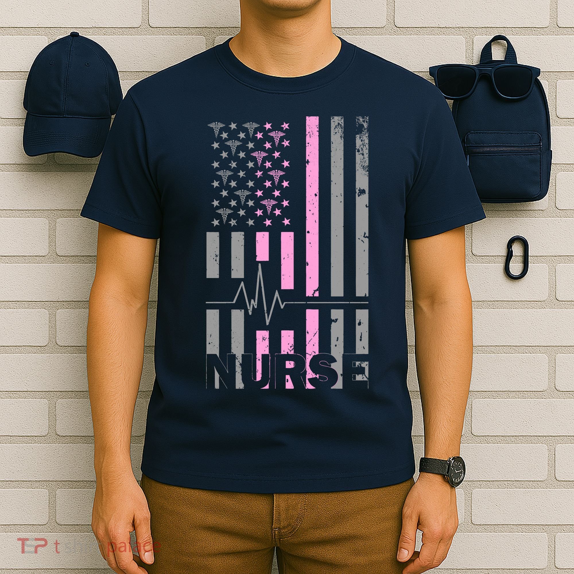 American Nurse Vintage USA Flag T-Shirt
