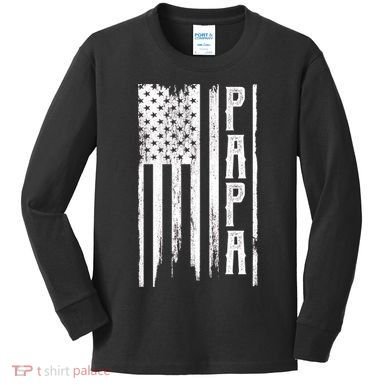 American Papa Flag Kids Long Sleeve Shirt