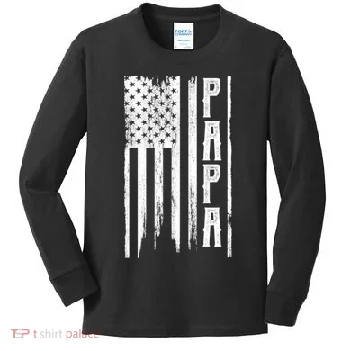 American Papa Flag Kids Long Sleeve Shirt