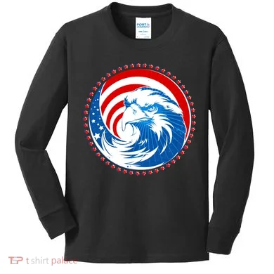 American Patriot Eagle Emblem Kids Long Sleeve Shirt