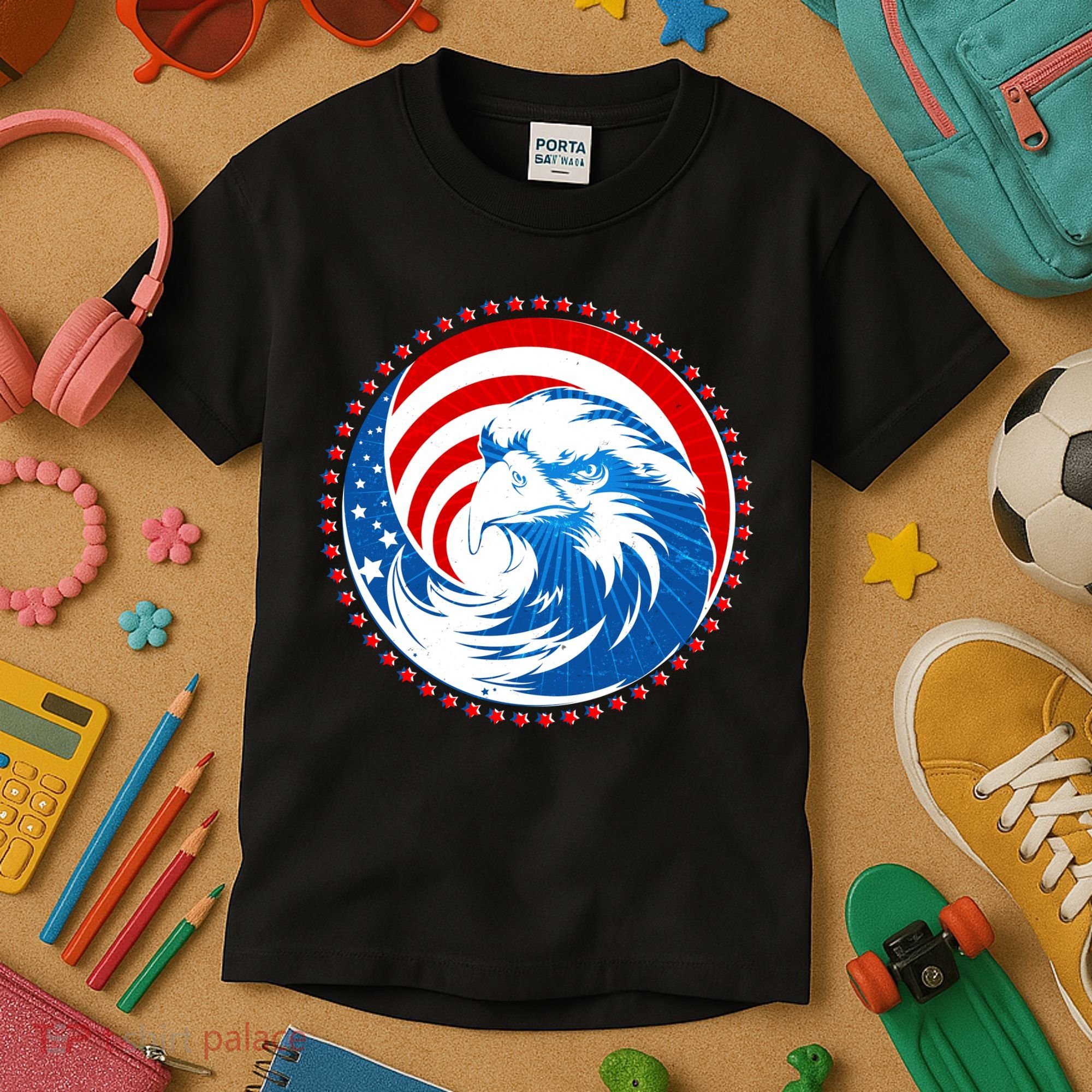 American Patriot Eagle Emblem Kids T-Shirt