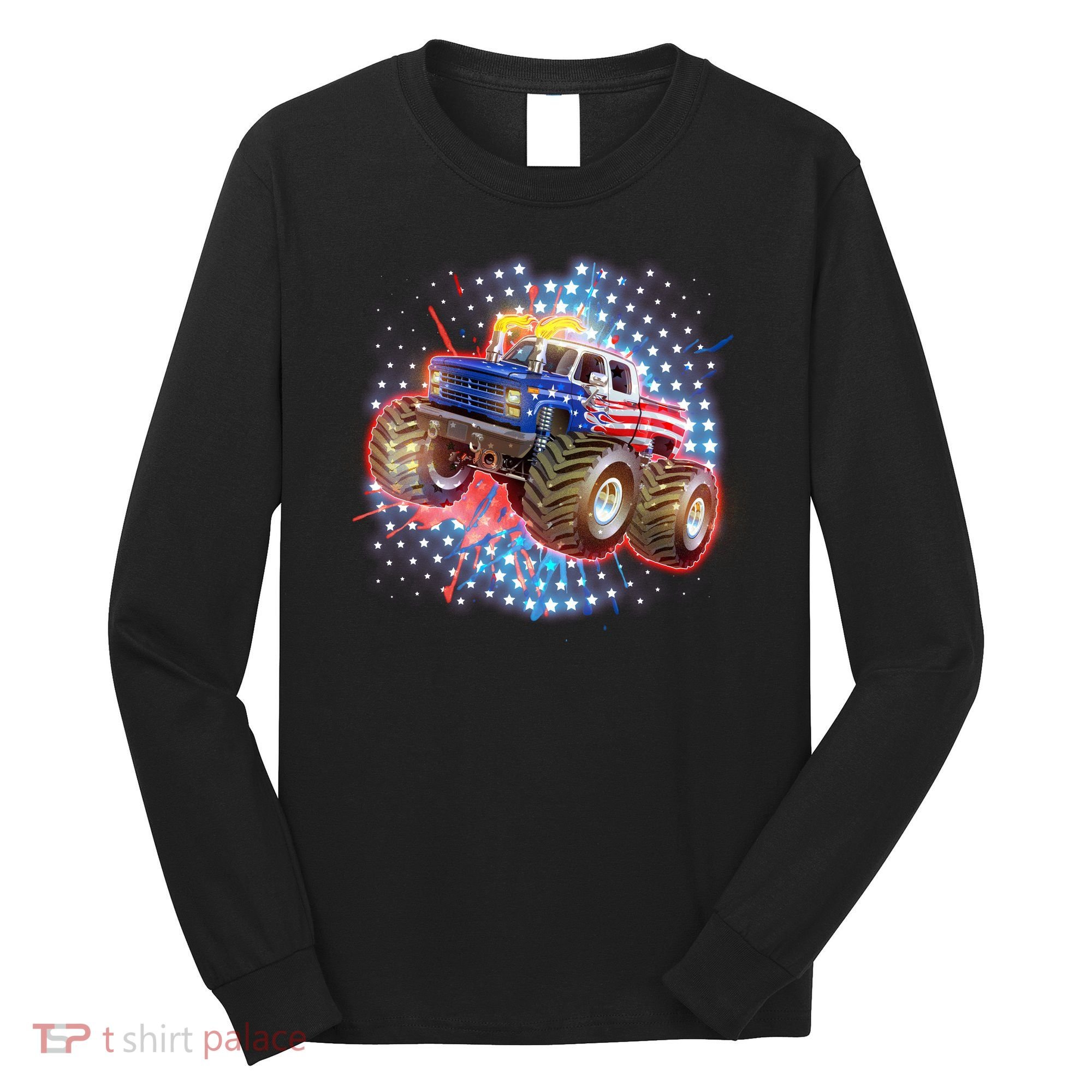 American Patriotic Monster Truck USA Long Sleeve Shirt