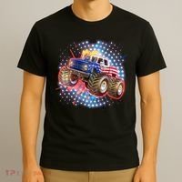 American Patriotic Monster Truck USA T-Shirt thumb 3
