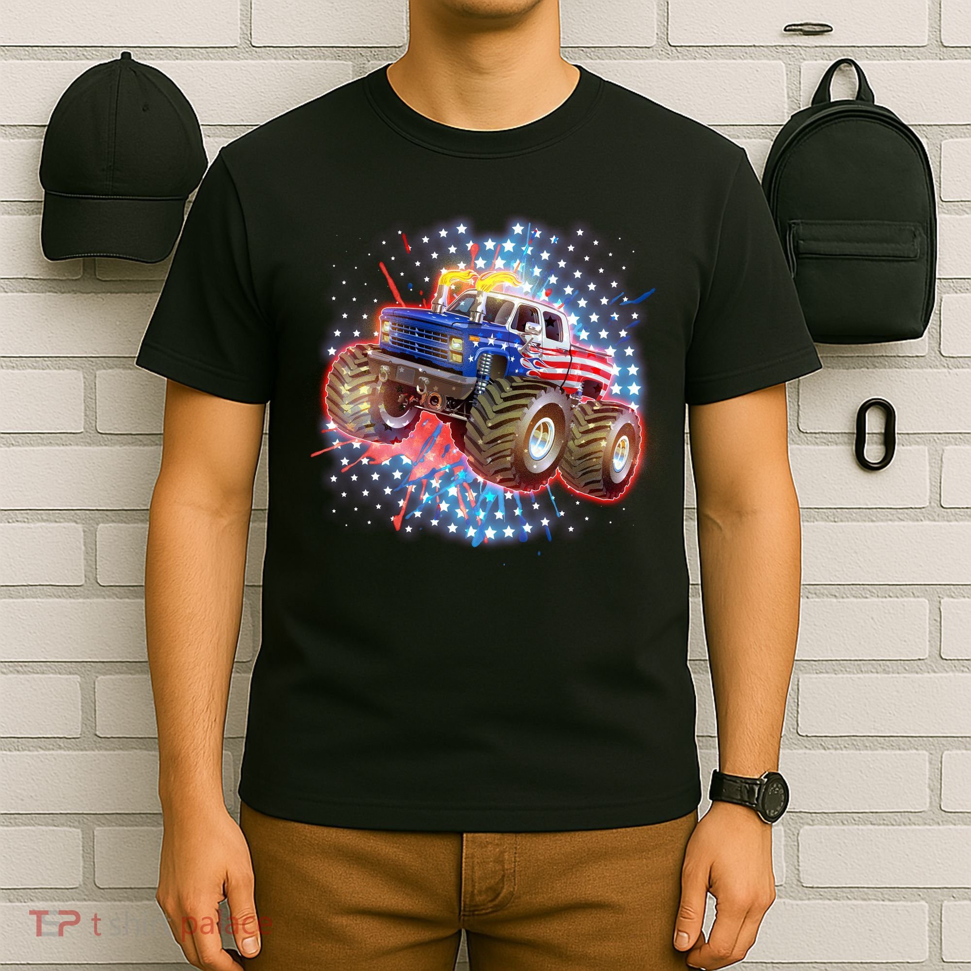 American Patriotic Monster Truck USA T-Shirt