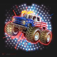 American Patriotic Monster Truck USA T-Shirt thumb 7