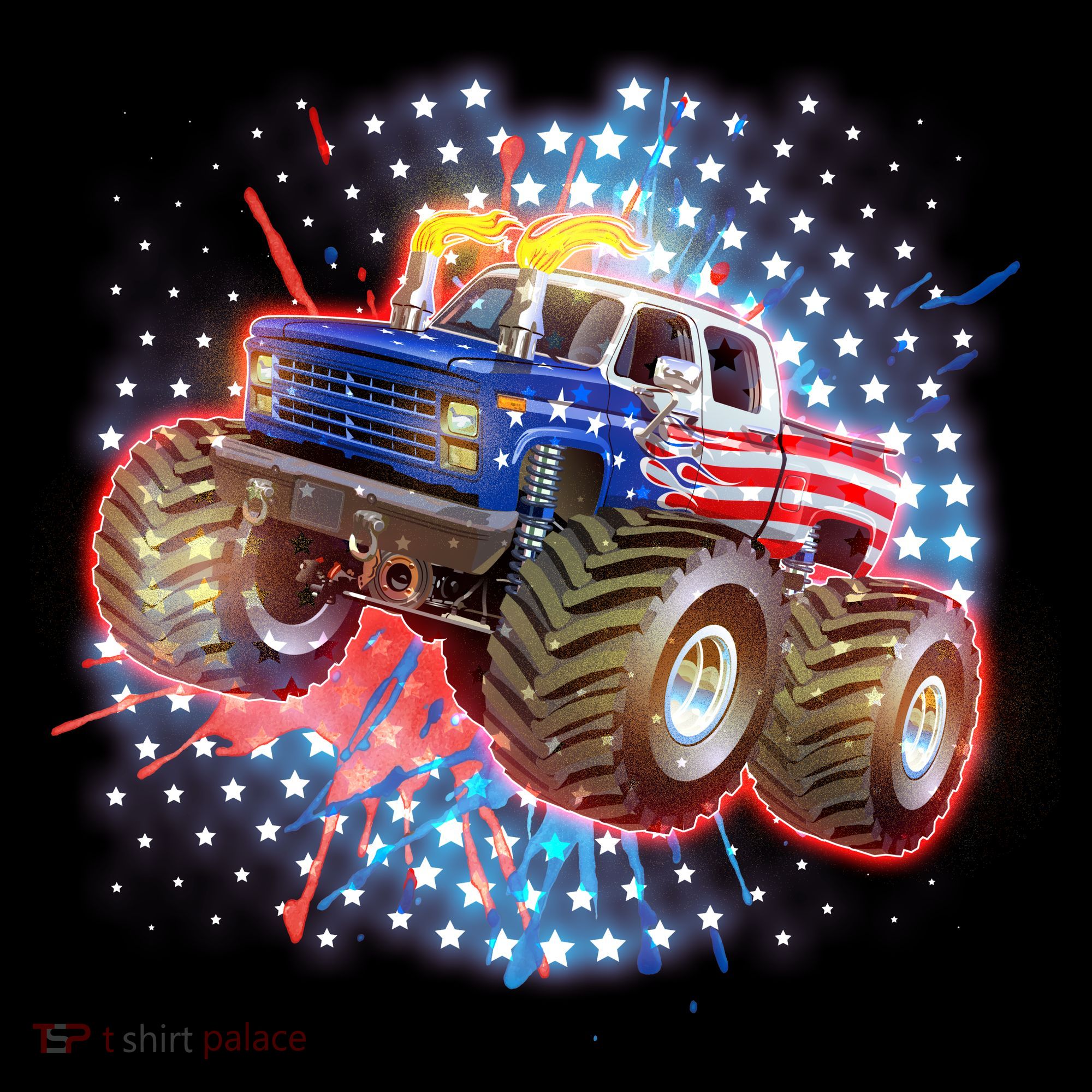 American Patriotic Monster Truck USA T-Shirt