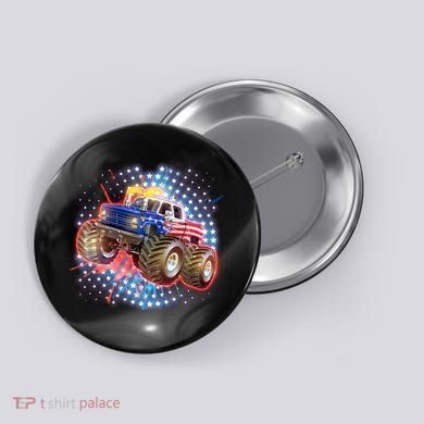 American Patriotic Monster Truck USA Button