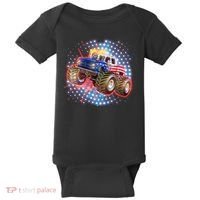 American Patriotic Monster Truck USA Baby Bodysuit thumb 0