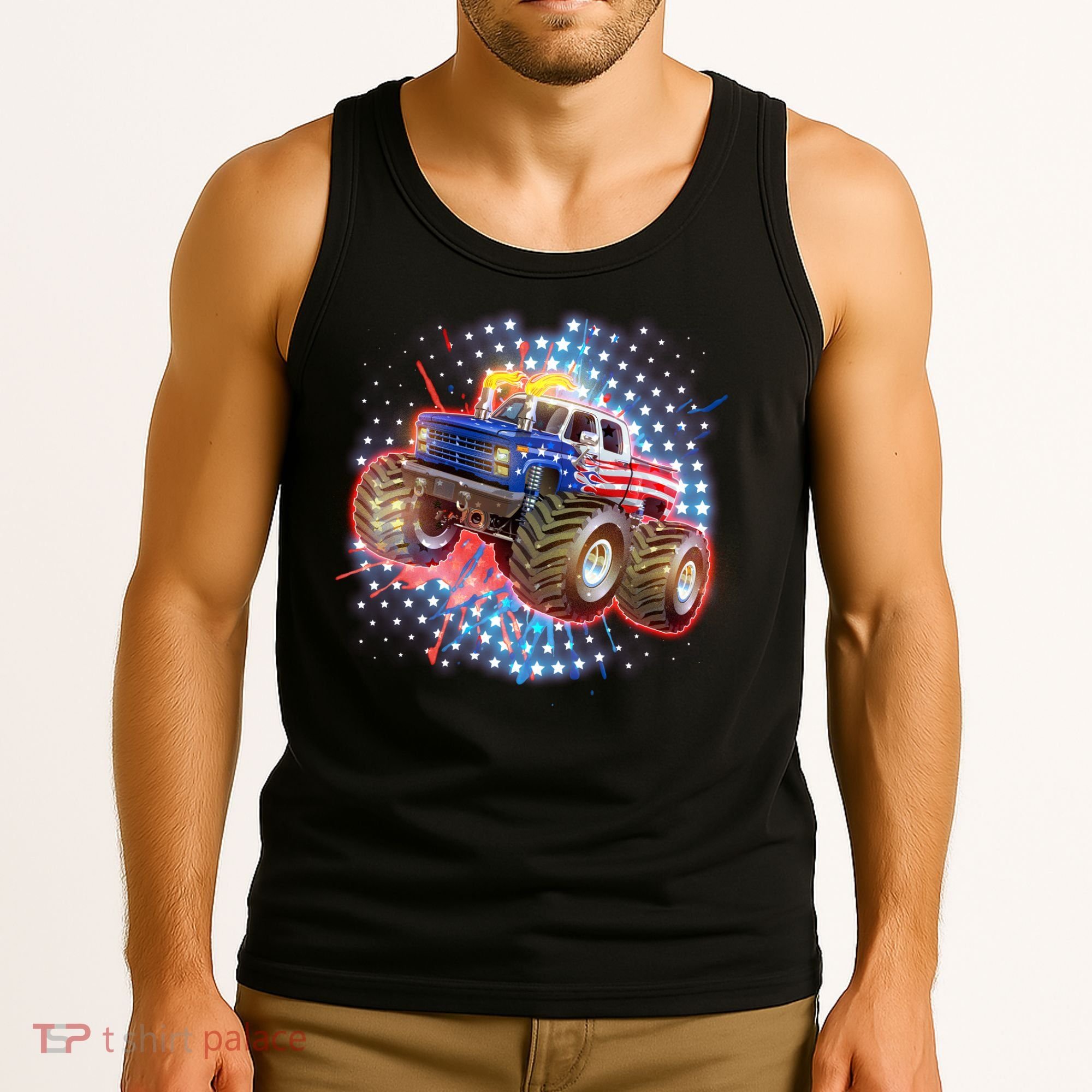 American Patriotic Monster Truck USA Tank Top