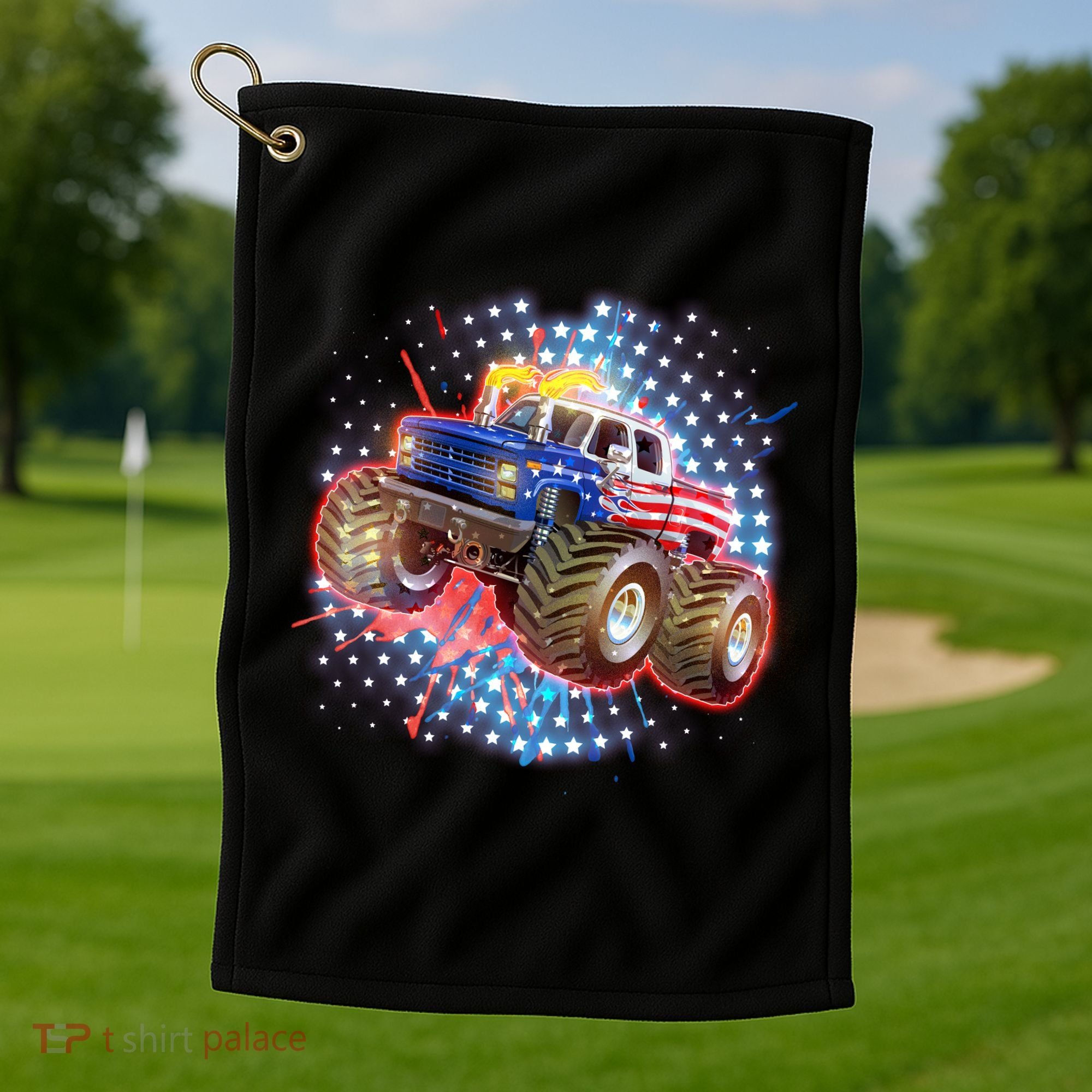 American Patriotic Monster Truck USA Golf Towel