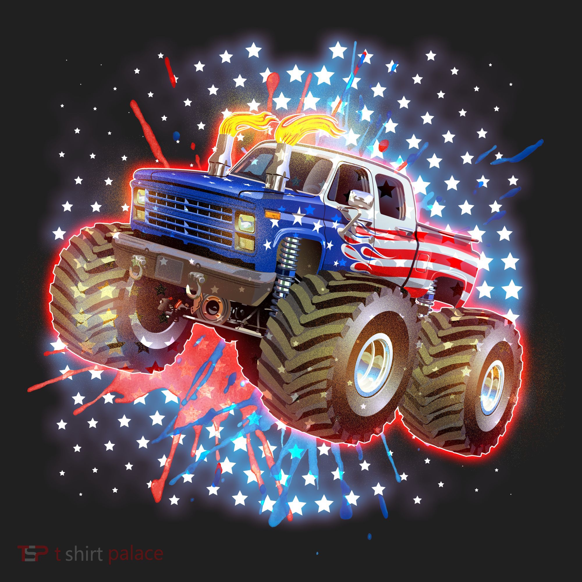 American Patriotic Monster Truck USA Golf Towel