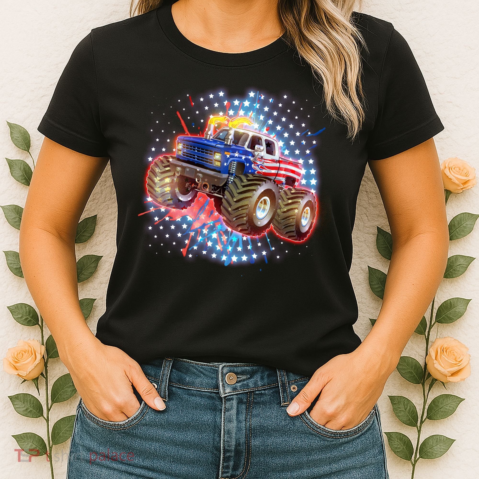 American Patriotic Monster Truck USA Women's T-Shirt