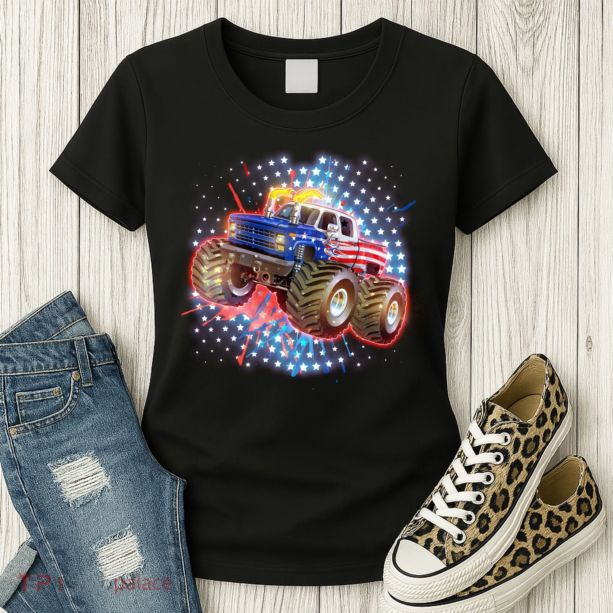 American Patriotic Monster Truck USA Women's T-Shirt