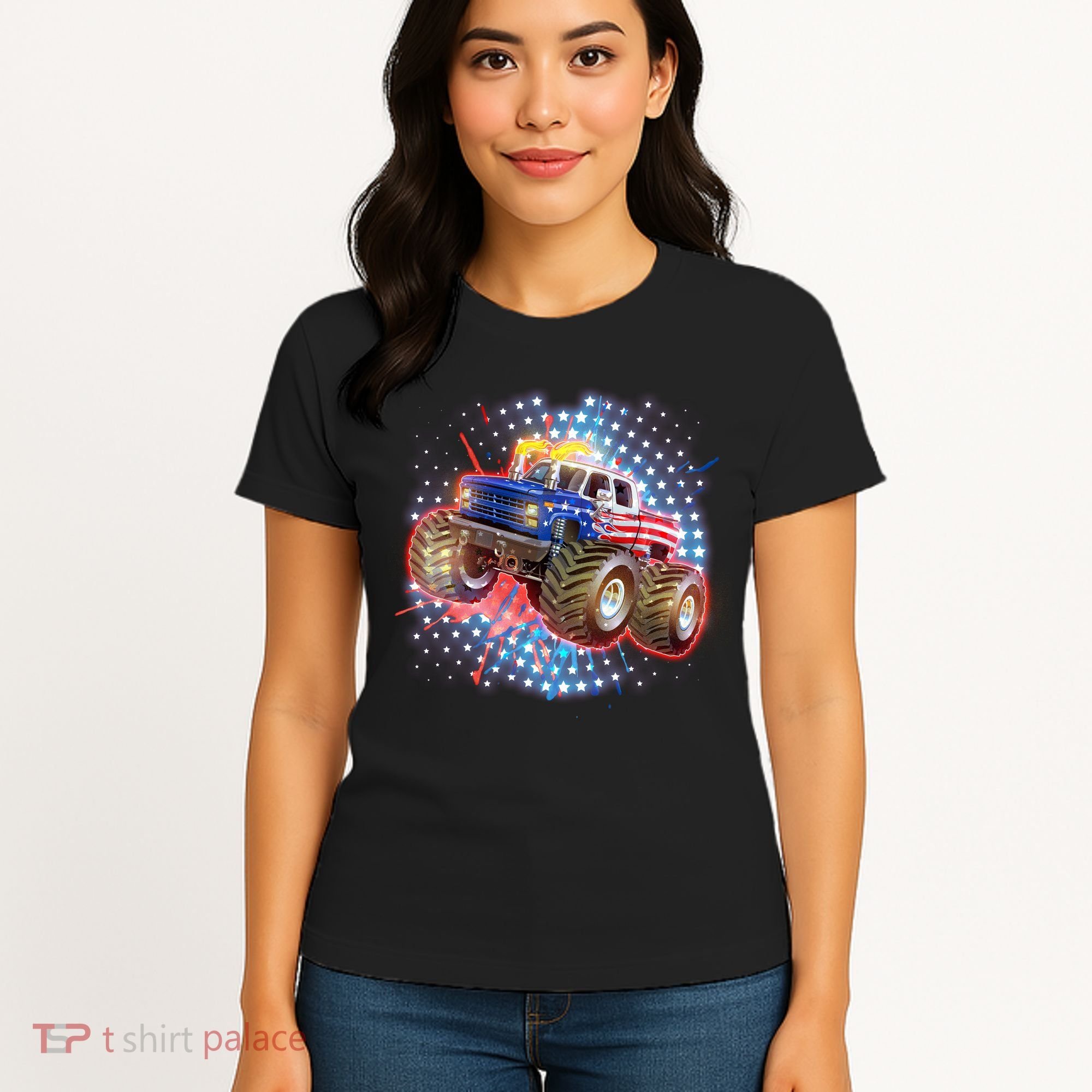 American Patriotic Monster Truck USA Women's T-Shirt