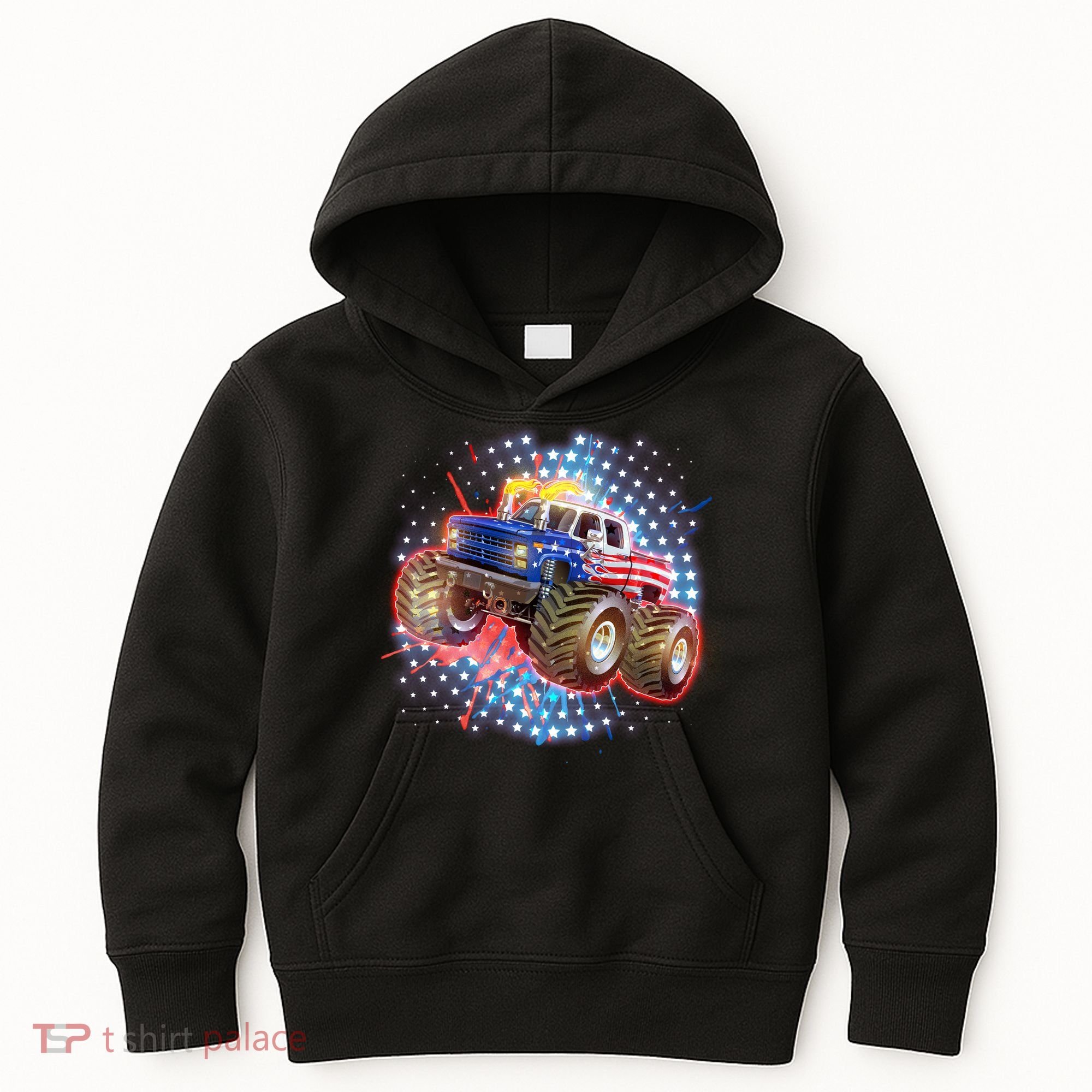 American Patriotic Monster Truck USA Kids Hoodie