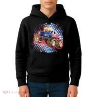 American Patriotic Monster Truck USA Kids Hoodie thumb 4