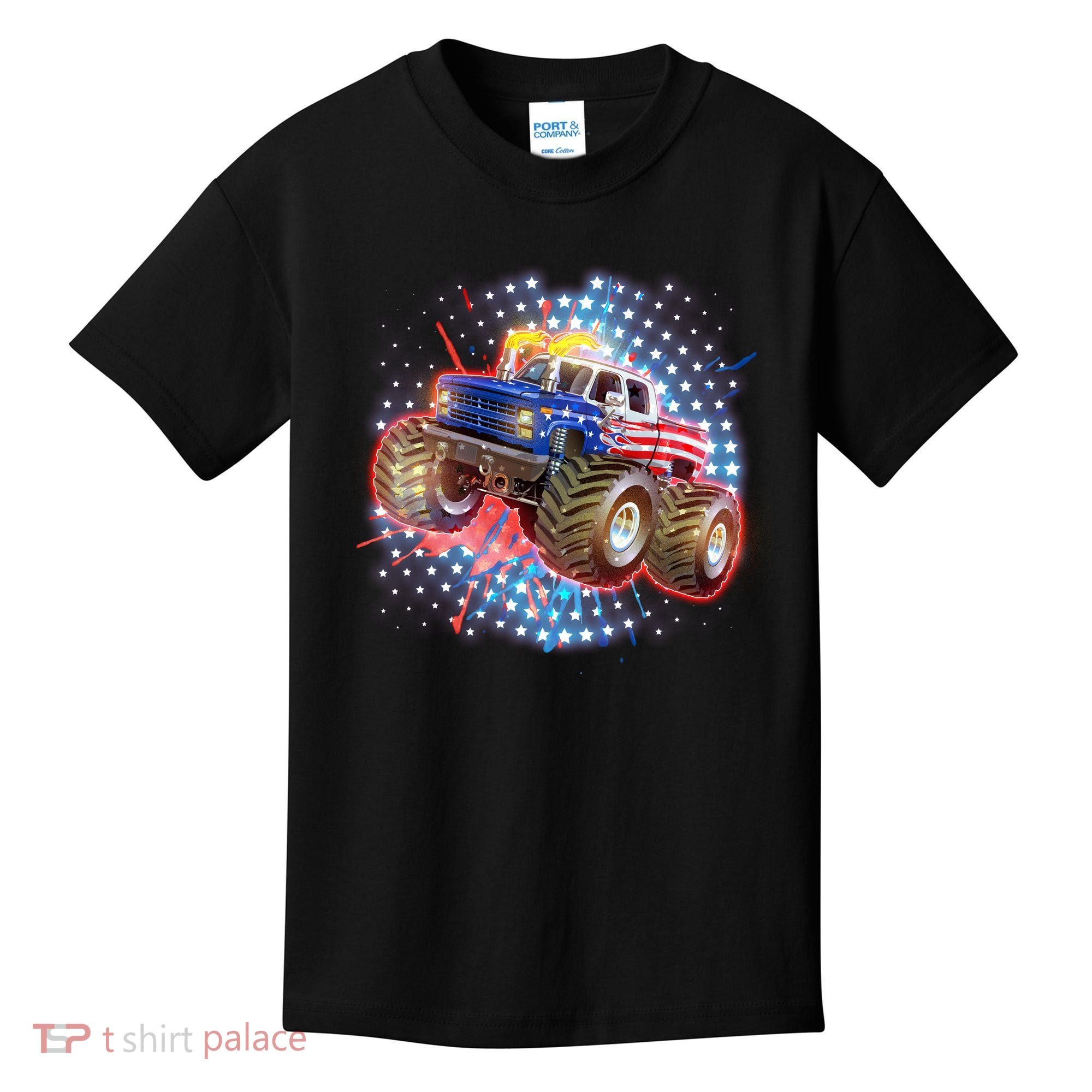 American Patriotic Monster Truck USA Kids T-Shirt