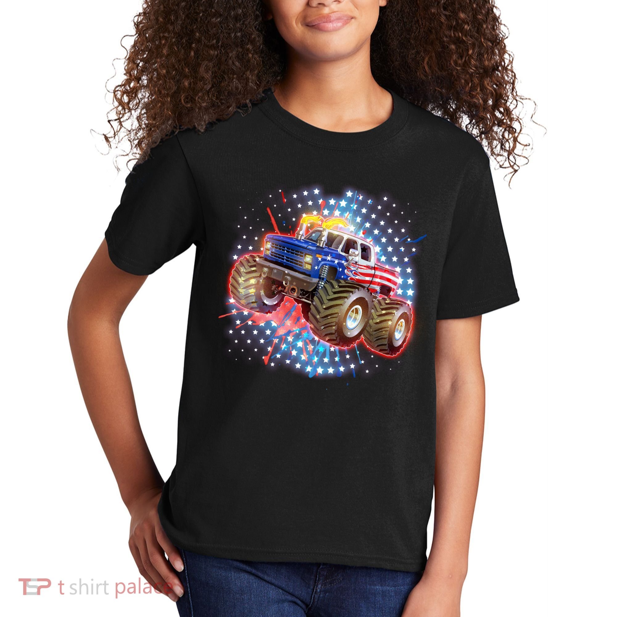 American Patriotic Monster Truck USA Kids T-Shirt