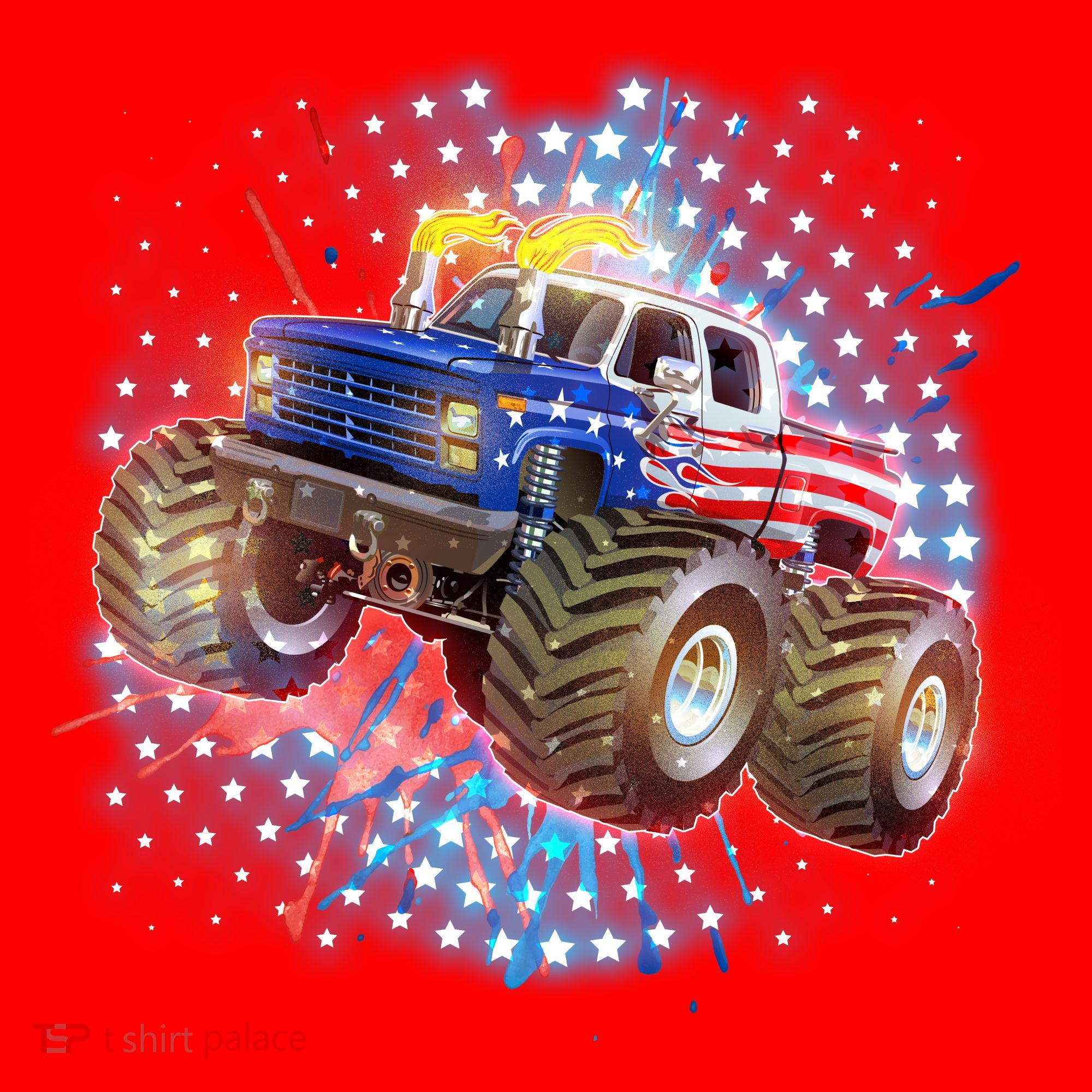 American Patriotic Monster Truck USA Santa Hat