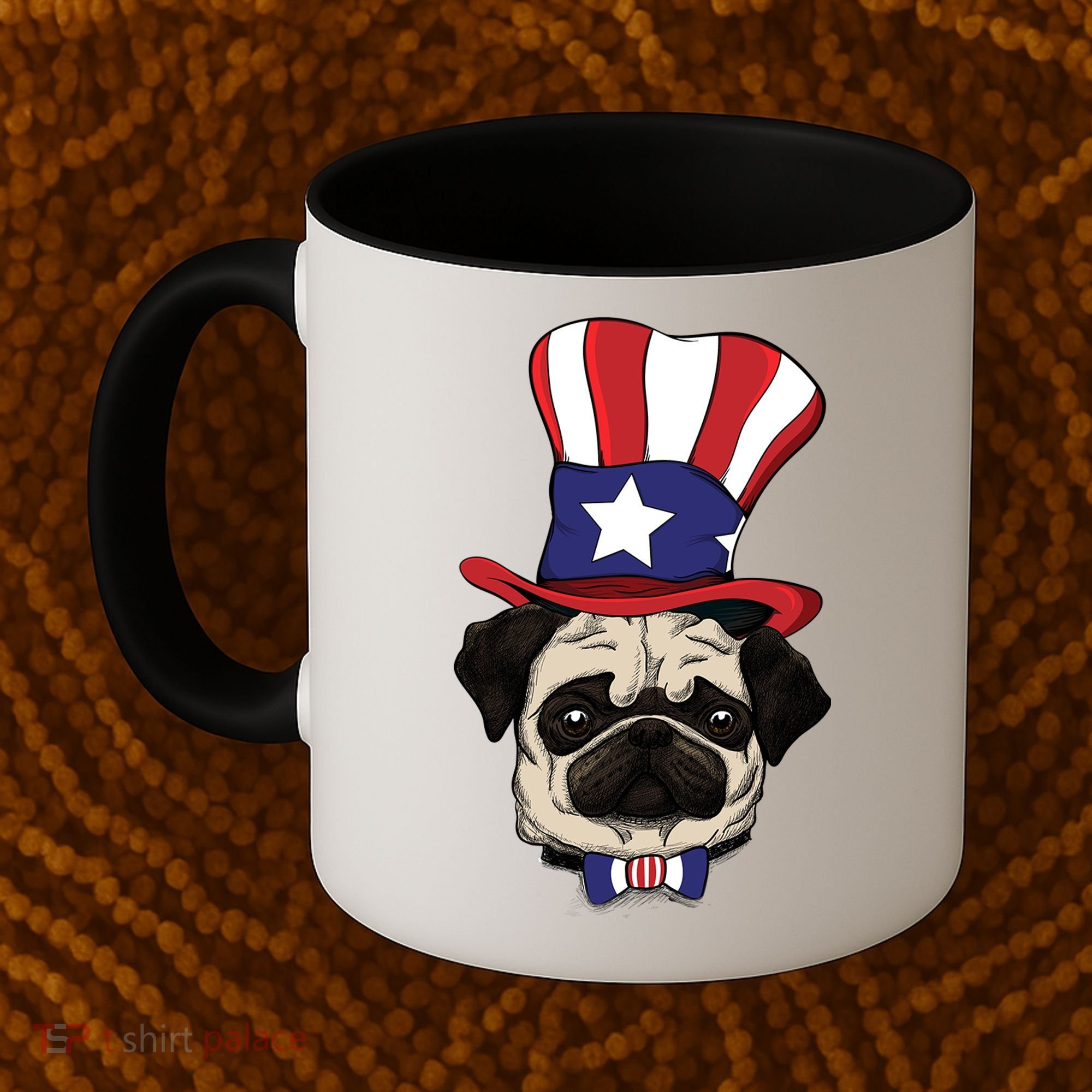 American Patriotic Pug Coffee Mug