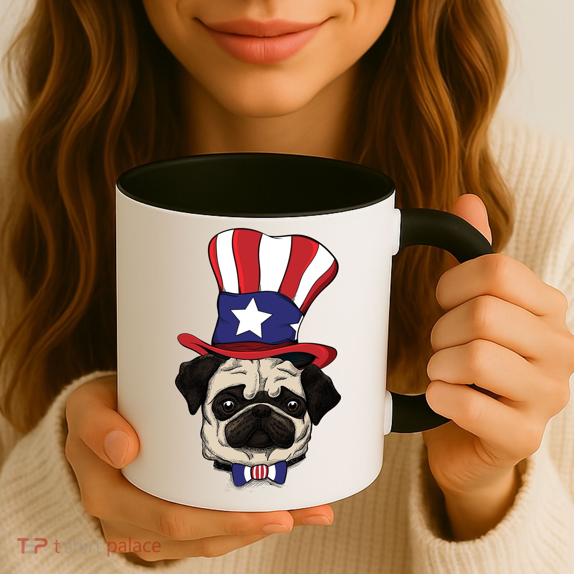 American Patriotic Pug Coffee Mug