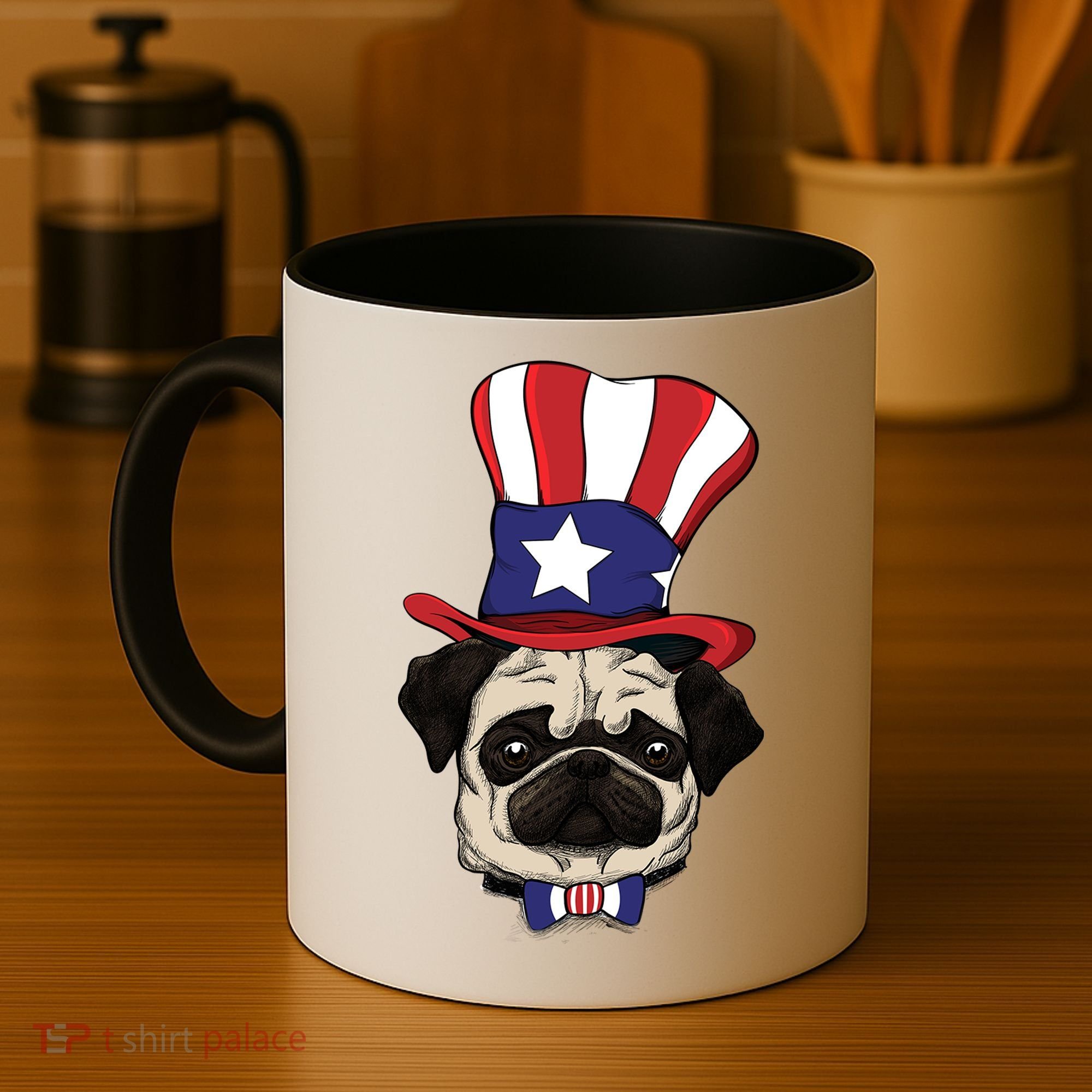 American Patriotic Pug Coffee Mug