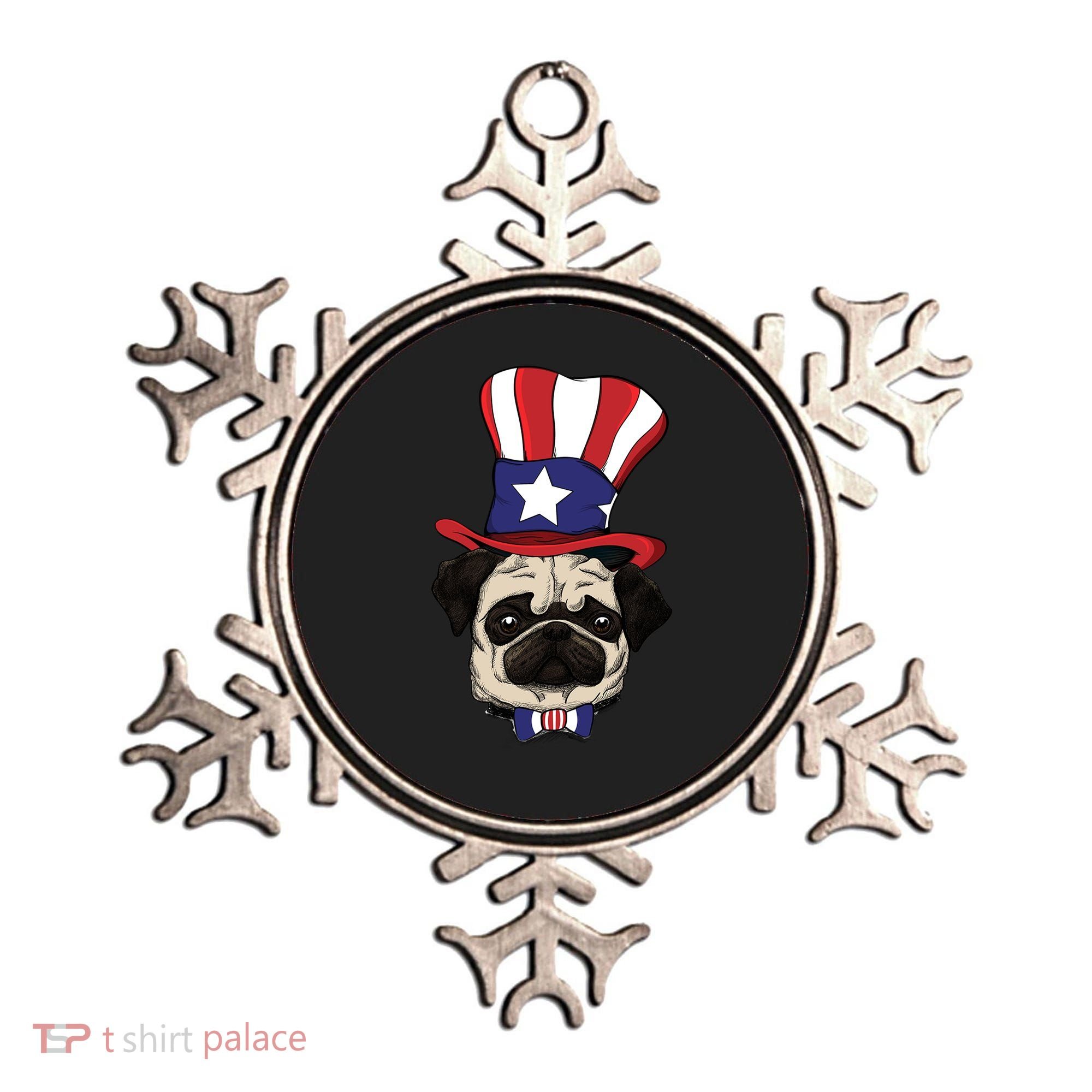 American Patriotic Pug Ornament
