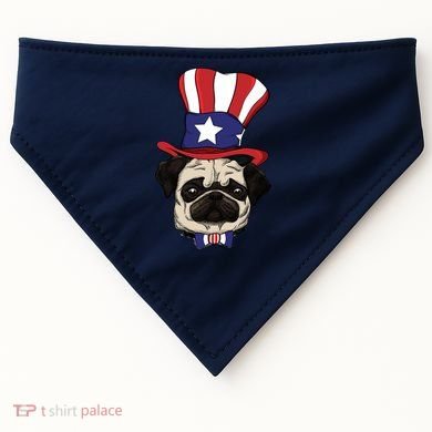 American Patriotic Pug USA-Made Doggie Bandana