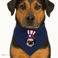 American Patriotic Pug USA-Made Doggie Bandana thumb 1