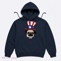 American Patriotic Pug Hoodie thumb 0