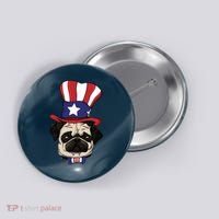 American Patriotic Pug Button thumb 0
