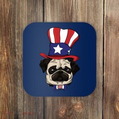 American Patriotic Pug Coaster