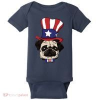 American Patriotic Pug Baby Bodysuit thumb 0