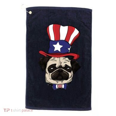 American Patriotic Pug Golf Towel