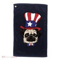 American Patriotic Pug Golf Towel thumb 0