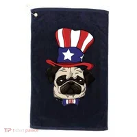 American Patriotic Pug Golf Towel thumb 0