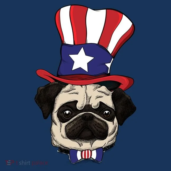 American Patriotic Pug Golf Towel