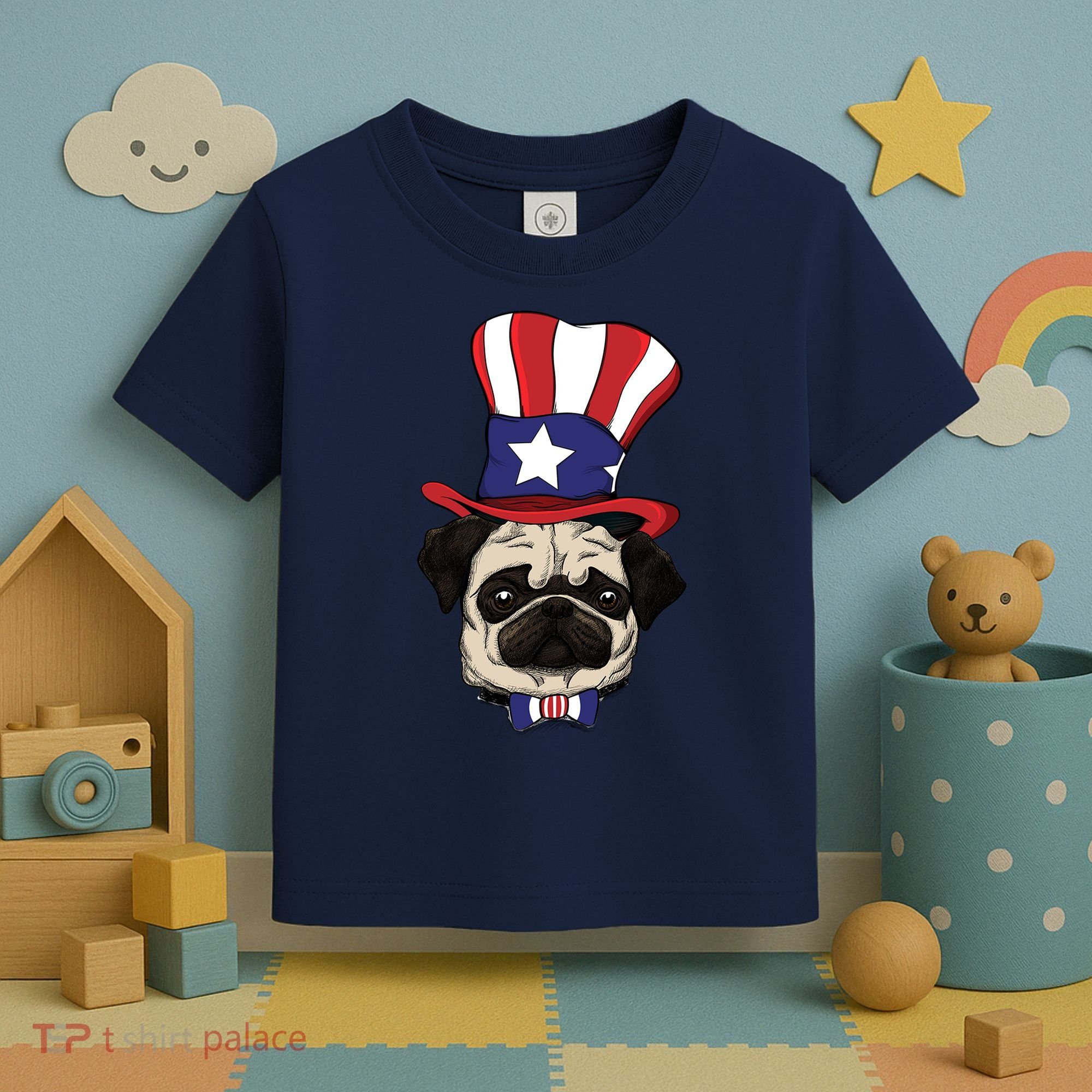 American Patriotic Pug Toddler T-Shirt