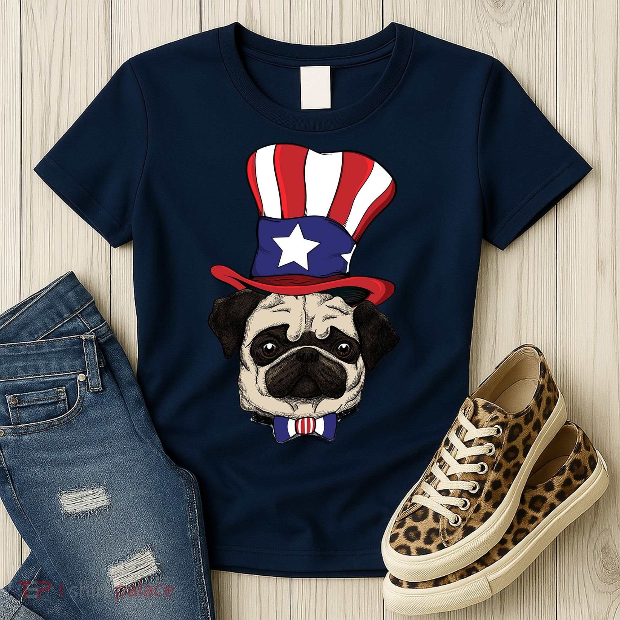 American Patriotic Pug Women's T-Shirt